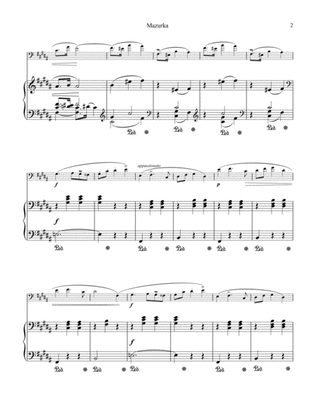 Mazurka Mesto Op 33 No 1 For Cello And Piano Page 2