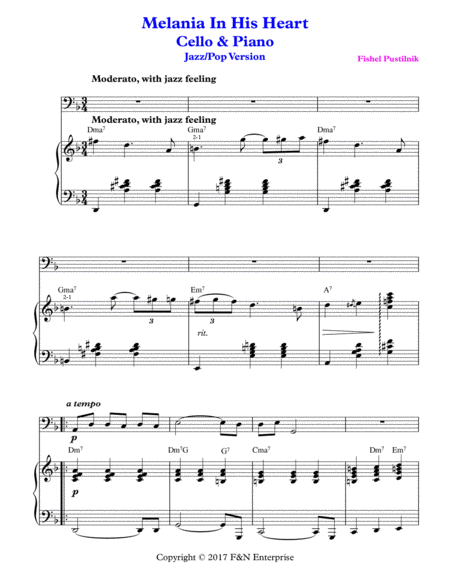 Melania In His Heart Piano Background For Cello And Piano Jazz Pop Version Page 2