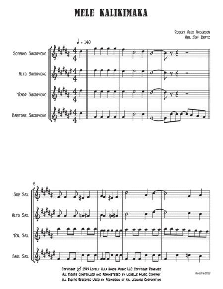 Mele Kalikimaka Satb Sax Quartet Page 2