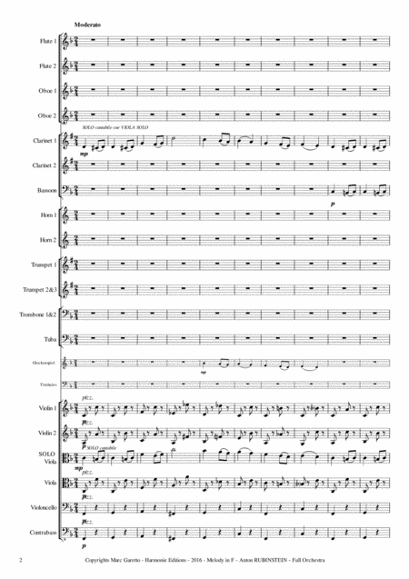 Melody In F For Full Orchestra Anton Rubinstein Vincent D Indy Marc Garetto Page 2