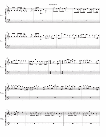 Memories Easy Key Of C Piano Page 2