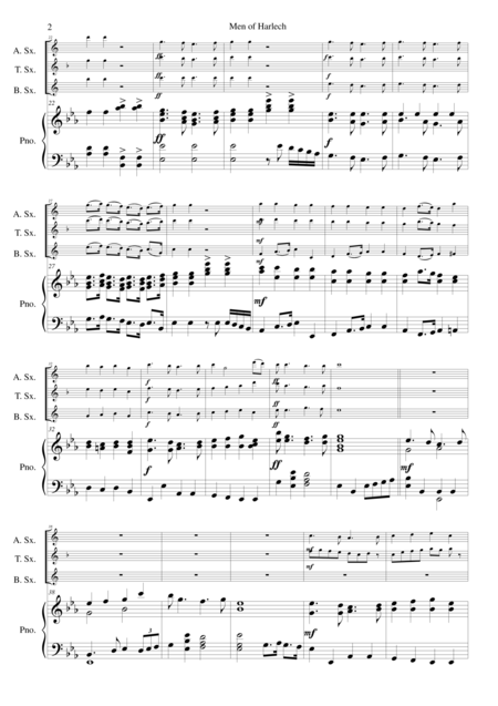 Men Of Harlech For Saxophone Trio And Piano Page 2