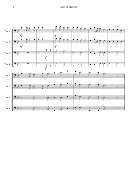 Men Of Harlech For Trombone Quartet Page 2