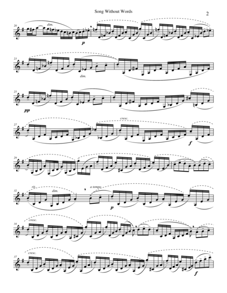 Mendelssohn Song Without Words For Clarinet Unaccompanied Page 2