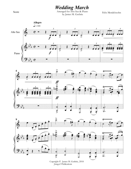 Mendelssohn Wedding March For Alto Sax Piano Page 2