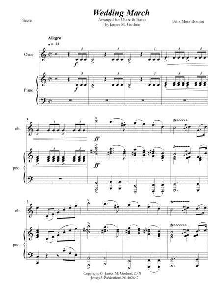 Mendelssohn Wedding March For Oboe Piano Page 2