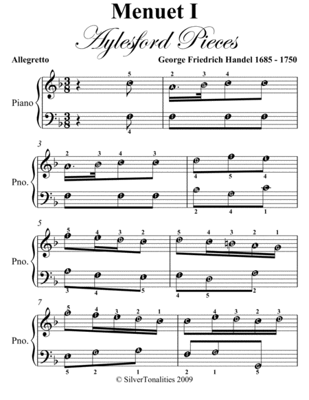 Menuet 1 Aylesford Pieces Allegretto Easy Piano Sheet Music Page 2