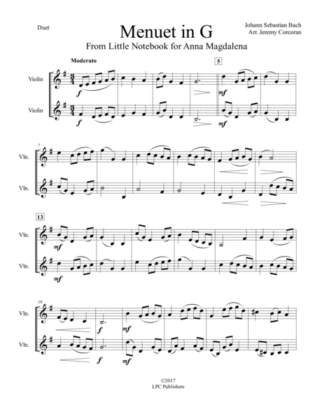 Menuet In G For Two Violins Page 2