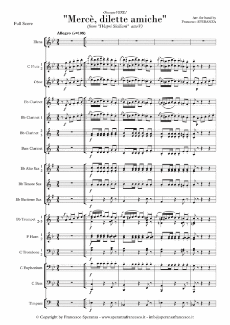 Merc Dilette Amiche From I Vespri Siciliani Atto V For Voice And Concert Band Page 2