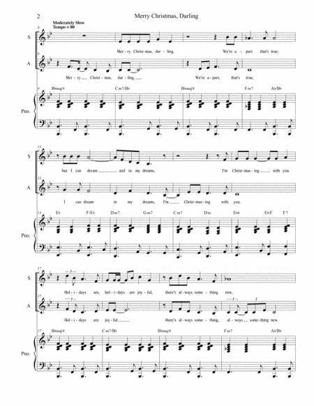 Merry Christmas Darling Duet For Soprano And Alto Solo Page 2