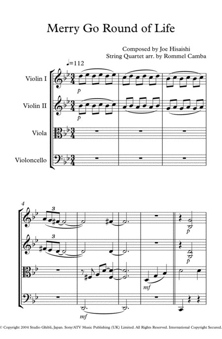 Merry Go Round Of Life String Quartet Page 2