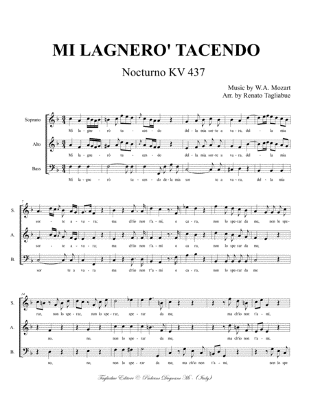 Mi Lagnero Tacendo Mozart For Sab Choir Page 2