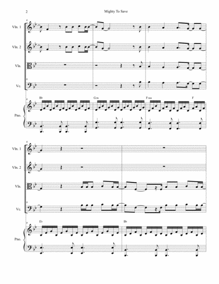 Mighty To Save For String Quartet Page 2