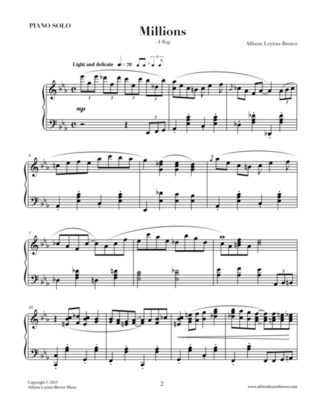 Millions A Ragtime Piano Solo By Allison Leyton Brown Page 2