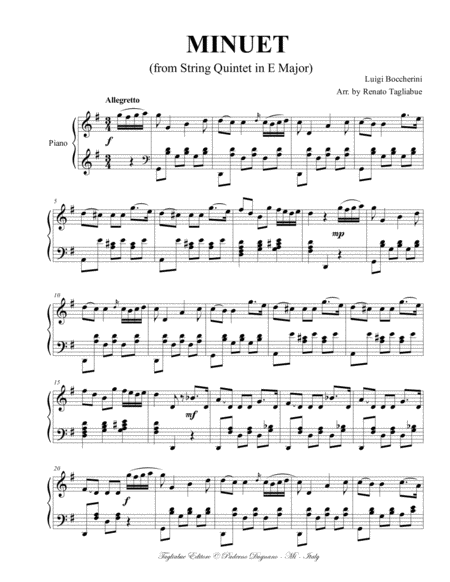 Minuet Boccherini From String Quintet In E Major For Piano Page 2