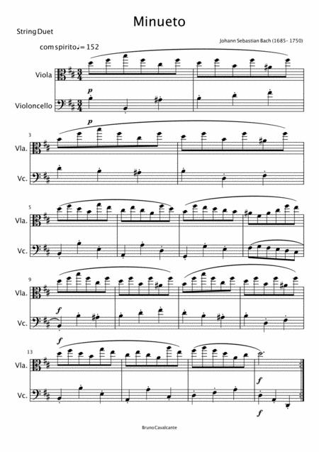 Minuet Bwv 814 Bach String Duet Viola And Cello Page 2