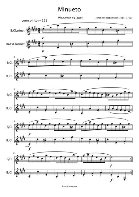 Minuet Bwv 814 Bach Woodwind Duet Clarinet And Bass Clarinet Page 2