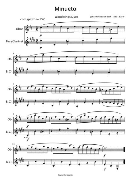 Minuet Bwv 814 Bach Woodwind Duet Oboe And Bass Clarinet Page 2