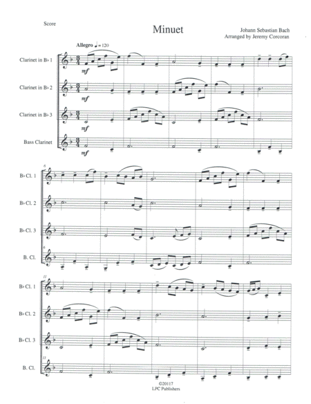 Minuet From Little Notebook For Anna Magdalana For Clarinet Quartet Page 2