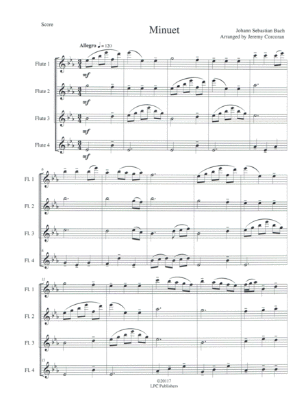 Minuet From Little Notebook For Anna Magdalana For Flute Quartet Page 2