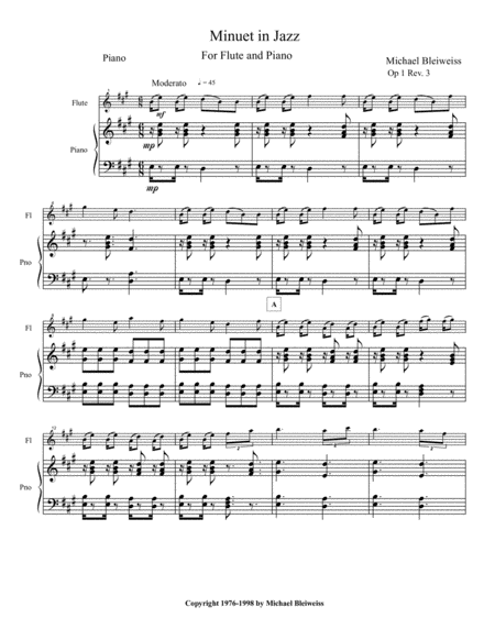 Minuet In Jazz For Flute And Piano Page 2