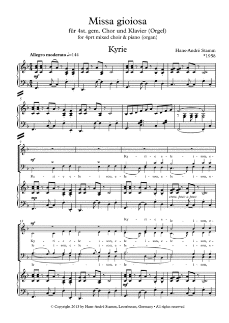 Missa Gioiosa For 4prt Mixed Choir Piano Or Organ Bass Drums Keyboard Ad Lib Page 2