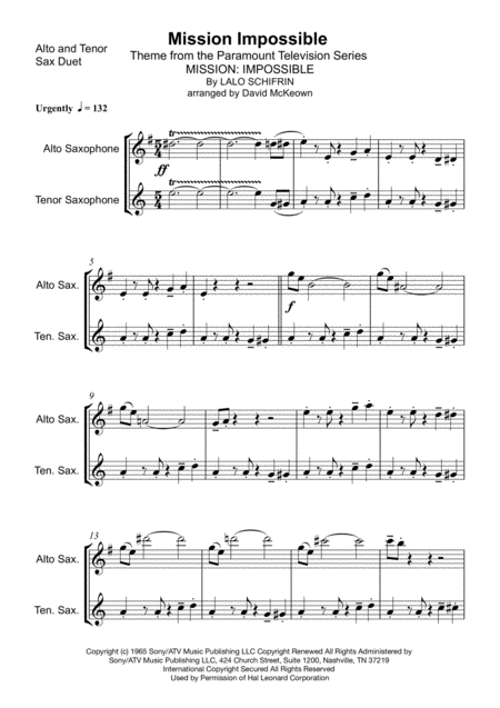 Mission Impossible Theme Alto And Tenor Saxophone Duet Page 2