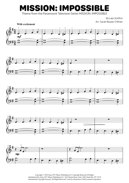 Mission Impossible Theme Arranged For Early Intermediate Piano From The Paramount Television Series Mission Impossible Page 2