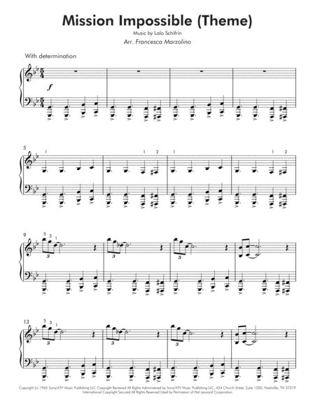 Mission Impossible Theme From The Paramount Television Series Mission Impossible Intermediate Piano Page 2