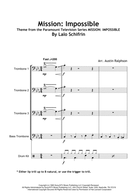 Mission Impossible Theme From The Paramount Television Series Mission Impossible Trombone Quartet Page 2