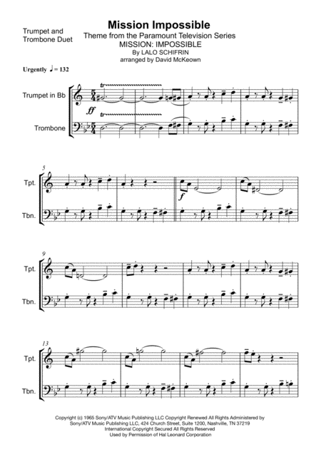 Mission Impossible Theme Trumpet And Trombone Duet Page 2