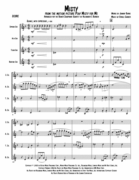 Misty Saxophone Quartet Page 2