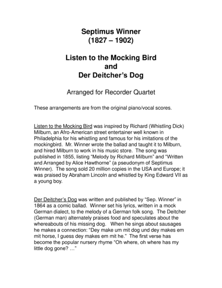 Mocking Bird And Deitchers Dog For Recorder Quartet Page 2