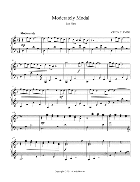 Moderately Modal An Original Solo For Lap Harp From My Book Mood Swings Lap Harp Version Page 2