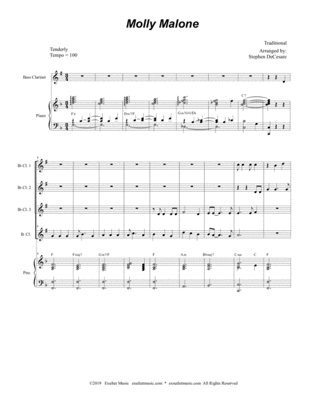 Molly Malone For Clarinet Choir And Piano Page 2