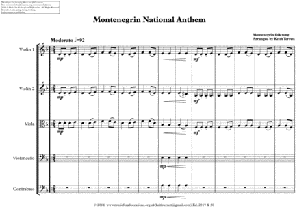 Montenegrin National Anthem For String Orchestra Mfao World National Anthem Series Page 2