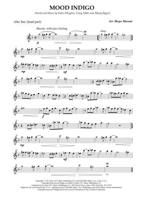 Mood Indigo For Saxophone Quintet Page 2