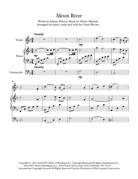 Moon River Arranged For Piano Violin And Optional Cello Page 2