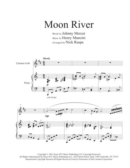 Moon River B Flat Clarinet Piano Advanced Intermediate Page 2