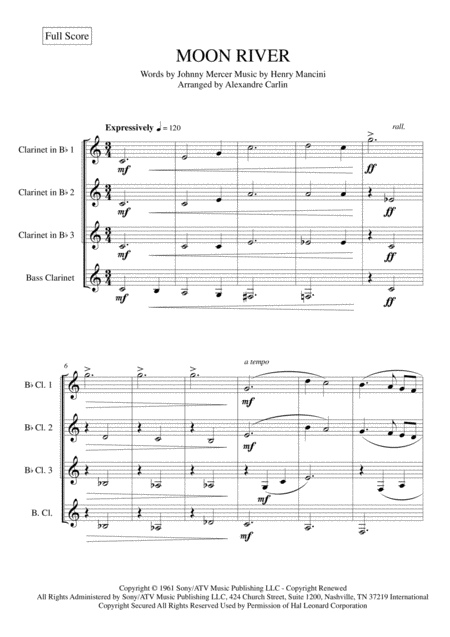 Moon River Clarinet Quartet Page 2