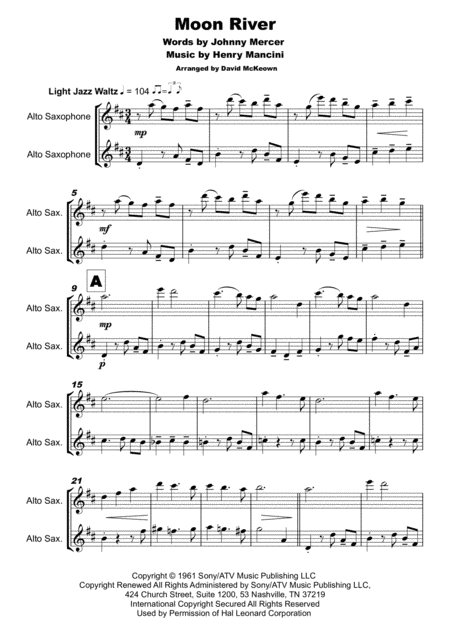Moon River Duet For Alto Saxophone Page 2