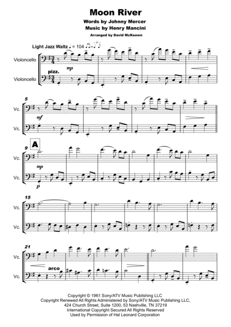 Moon River Duet For Cello Page 2