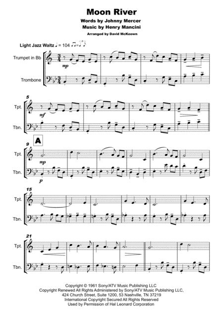 Moon River Duet For Trumpet And Trombone Page 2