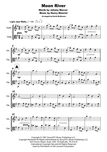 Moon River Duet For Violin And Viola Page 2