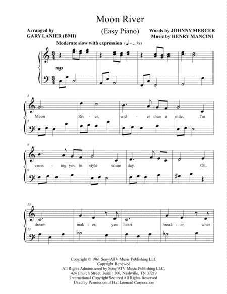 Moon River For Easy Piano Page 2