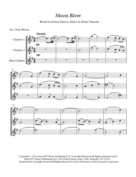 Moon River For Two Clarinets And Bass Clarinet Page 2