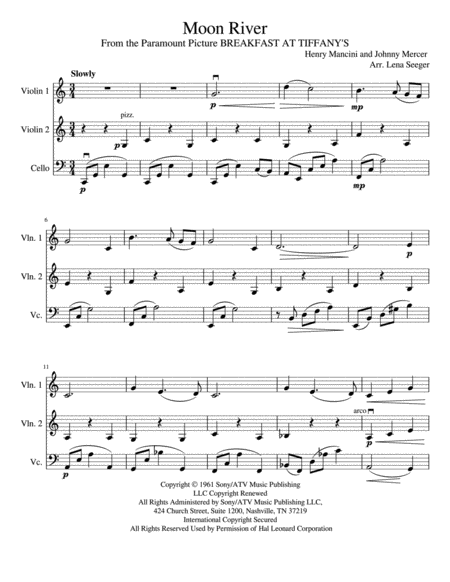 Moon River Two Violins And Cello Page 2