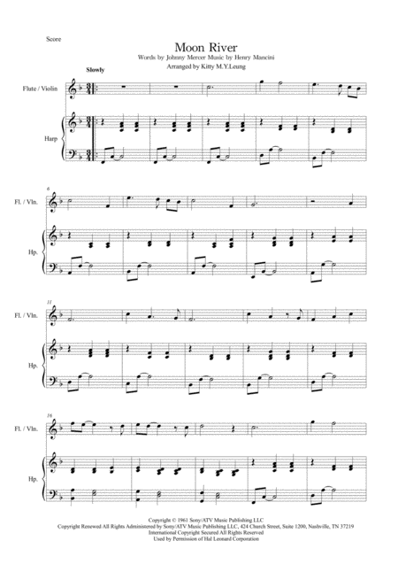 Moon River Violin Flute And Harp Duet Page 2