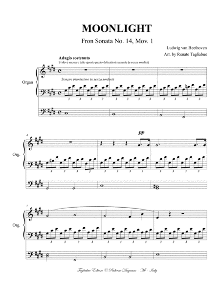 Moonlight Sonata 1st Mov Arr For Organ 3 Staff Page 2