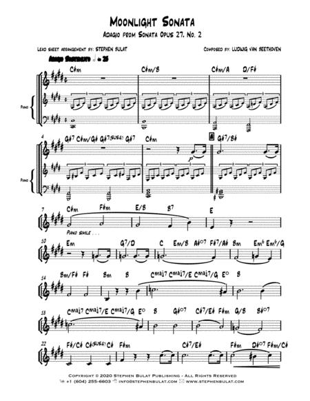 Moonlight Sonata Adagio From Sonata Opus 27 No 2 Beethoven Lead Sheet In Original Key Of C Minor Page 2